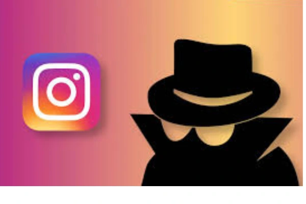 Ícone do Instagram ao lado de uma silhueta de espião com chapéu, simbolizando a visualização de IG stories anônimo.